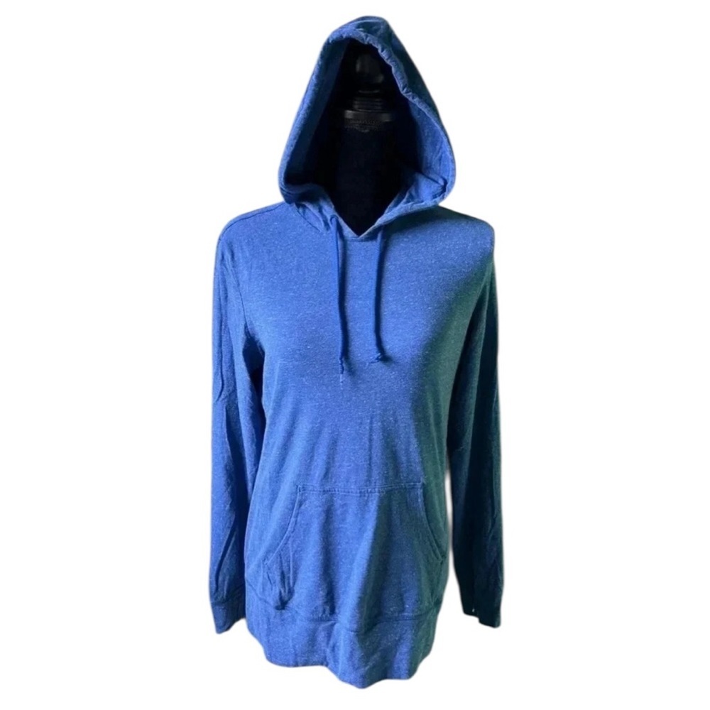 Adidas Womens Blue Hooded Long Sleeve Top with thumbholes Small